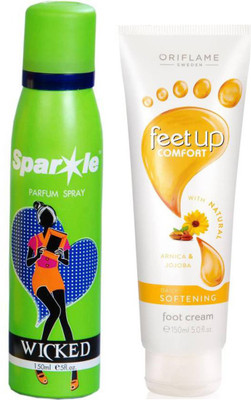 

Oriflame Sweden Feet Up Comfort Daily Softening Foot Cream 150ml ( 32369 ) With one sparkle perfume spray 150 ml(Set of 2)