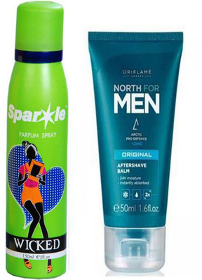 

Oriflame Sweden North for Men Aftershave balm 50 ml (32004) with one sparkle perfume spray 150 ml(Set of 2)