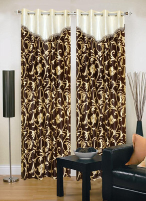 

Stella Creations 275 cm (9 ft) Polyester Long Door Curtain (Pack Of 2)(Printed, Brown)