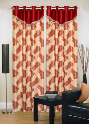 

Ville Style 275 cm (9 ft) Polyester Long Door Curtain (Pack Of 2)(Abstract, Maroon)