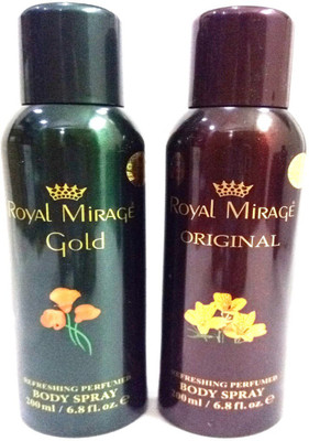 

Royal Mirage GOLD AND ORIGINAL Perfume Body Spray - For Men & Women(400 ml, Pack of 2)