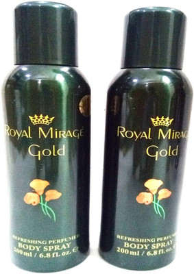 

Royal Mirage GOLD Perfume Body Spray - For Men & Women(400 ml, Pack of 2)