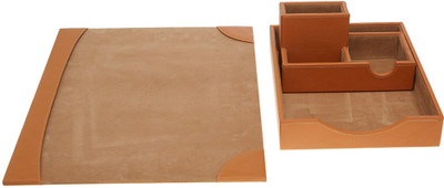 

Leatherworld 1 Compartments PU Leather Desk Organizer(Tan)