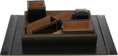 

Leatherworld 1 Compartments PU Leather Desk Organizer(Black)