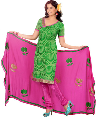 

BanoRani Chanderi Embroidered Dress/Top Material(Un-stitched), Green