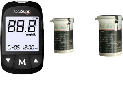 

AccuSure Meter with 100 strips Kit Glucometer(Black)