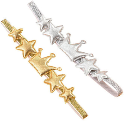 

Ziory 2Pcs Golden & Silver Baby Girl Baby Boy Unisex Star Shaped Rhinestone Crown Headbands Toddler Princess Headband Hair Accessories Birthday Gift Tiara Crown Headband Head Band(Gold, Silver)