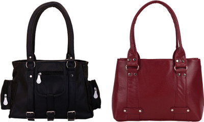 

Lady bar Shoulder Bag(Maroon, Black), Black;maroon