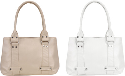 

Lady bar Shoulder Bag(Beige, White)