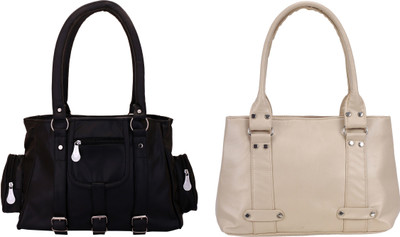

Lady bar Shoulder Bag(Black, Beige), Beige;black