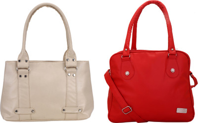 

Lady bar Shoulder Bag(Red, Beige), Beige;red
