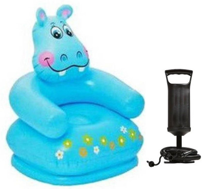 

PartyballoonsHK Inflatable Kids Happy Animal Hippo Air Chair with Hand Air Pump Inflatable Inflatable Sofa/ Chair(Blue)