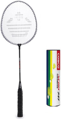 

Cosco Combo of Two - One 'Cb 150 E' Badminton Racket (Full Cover) and one Box of 'Aero 747' Nylon shuttle cock (Pack of 6) (Color on availability)- Badminton Kit