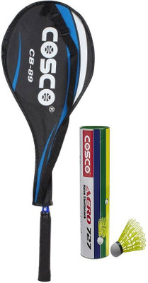 

Cosco Combo of Two- one 'CB 89' Badminton racket and one Box Aero 727 Shuttle cock (pack of 6) (Color On Availability)- Badminton Kit