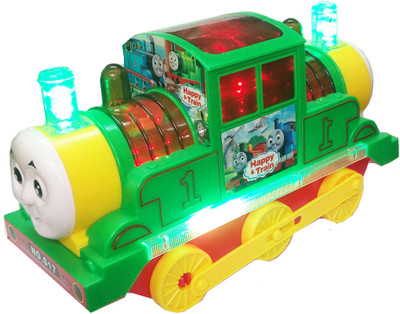 

TALKING GANESHA Cartoon Train with 4D lights and music bump & go action toy for kids (multicolor)(Multicolor)