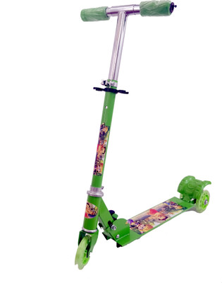 

AbnasMart LATEST EDITION!! Three Wheeled Metal Folding Skate Scooter With Shock Absorbers up Wheels and Height Adjustable Handlebar(Green)