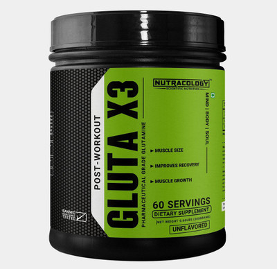 

Nutracology GlutaX3 Micronized L Glutamine powder 5000mg per servings Glutamine(350 g, Unflavored)
