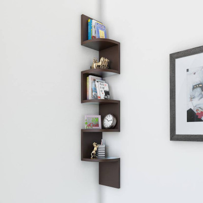 OnlinePurchas corner zigzag wall decor Wooden Wall Shelf(Number of Shelves - 5, Brown)