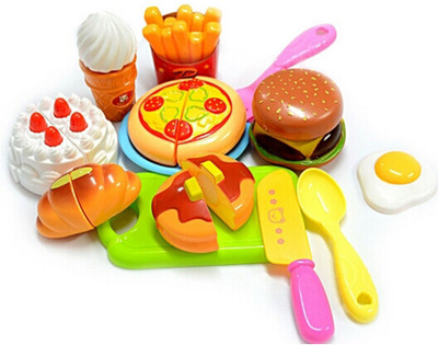 

TALKING GANESHA 13 pieces Realistic Sliceable Fast Food Items like Pizza, Hot Dog, Burger, French Fries, etc with Velcro Pretend & Play Toy for Kids (Multicolor)