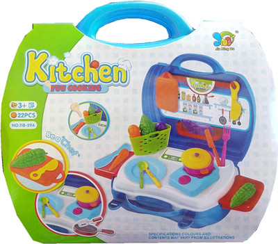 

TALKING GANESHA Chef Bring Along NEW Kitchen Fun Cooking Suitcase Set Pretend & Play Toy for Kids - 22 Pieces