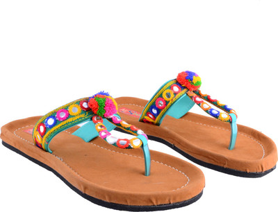 

AirSoon Women Brown Color Ethnic Trendy Pom-Pom Suede Flats
