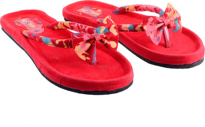 

AirSoon Women Red Color Ethnic Bow Touch Printed Flats