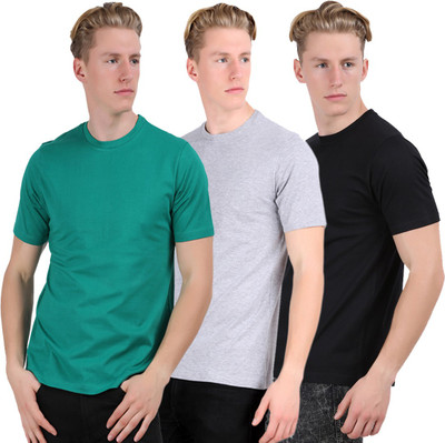 CHECKERSBAY Solid Men Round Neck Green, Black, Grey T-Shirt