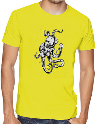 Casotec Printed Men Round Neck Yellow T-Shirt Flipkart