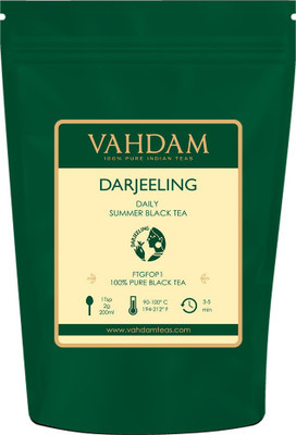 Vahdam Daily Darjeeling, Premium Loose Leaf Tea (50 Cups), Garden Fresh Harvest, Rich, Flavoury & Aromatic, 100gm Black Tea Vacuum Pack(100 g) Vahdam Daily Darjeeling, Premium Loose Leaf Tea (50 Cups), Garden Fresh Harvest, Rich, Flavoury & Aromatic, 100gm Black Tea Vacuum Pack(100 g)