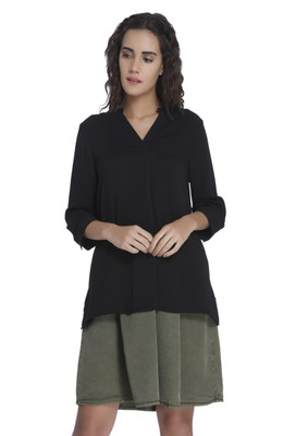 VERO MODA Casual Full Sleeve Solid Women Black Top