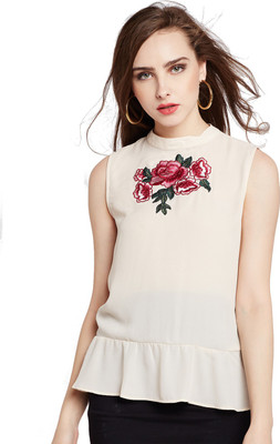 rare Casual Sleeveless Solid Women Pink Top