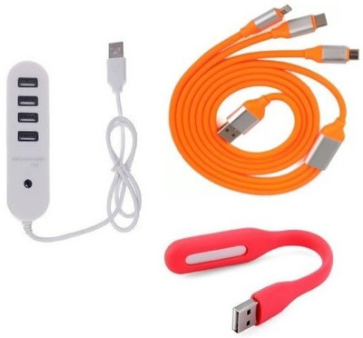 

durReey Set of Multi connectivity USB Hub, 3 IN 1 lightning 8 Pin + ANDROID+ CType with Mini Flexible USB LED Light Lamp for Laptop Computer Keyboard Reading Notebook 3C19Y USB Hub, USB Cable, Led Light(Orange, White, Red)