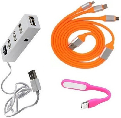 

durReey Set of Multi connectivity USB Hub, 3 IN 1 lightning 8 Pin + ANDROID+ CType with Mini Flexible USB LED Light Lamp for Laptop Computer Keyboard Reading Notebook 3C35Y USB Hub, USB Cable, Led Light(Orange, Pink, White)