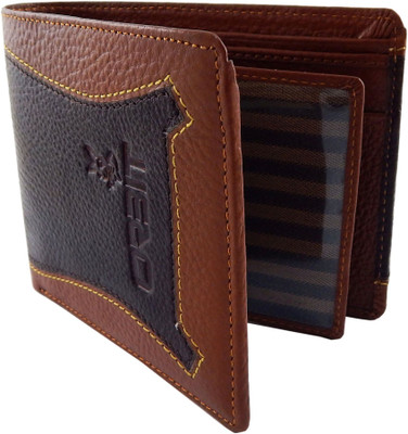 

Orbit Men Tan, Black Genuine Leather Wallet(6 Card Slots), Black;tan