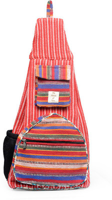

The House of Tara Handloom Fabric Shoulder Bag 20 L Backpack(Multicolor), Red;multicolor