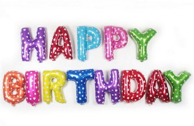 

Aone Solid Happy Birthday Multicolor Letter Foil Balloon 13words, 16inches Party Balloons Balloon(Multicolor, Pack of 1)