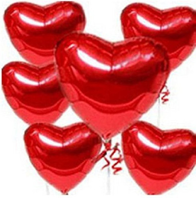 

ROCK THE PARTY Solid 6 Pcs RED LOVE HEART SHAPE FOIL BALLOONS Balloon(Red, Pack of 6)