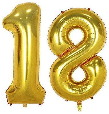 

ROCK THE PARTY Solid 40" Gold Number Balloons 18 Balloon(Gold, Pack of 2)