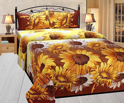 Shreejee 144 TC Polyester Double Printed Bedsheet(Pack of 1, Multicolor)