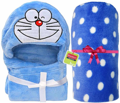 

BRANDONN Printed  Hooded Baby Blanket(Polyester, Ferozi Blue, Royal Blue