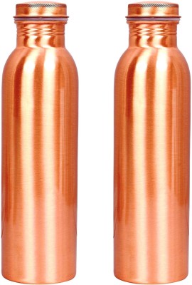RUDRA'S Jointless Lacquer Coated Copper Bottle Set Of 2 1000 ml Bottle(Pack of 2, Brown, Copper)