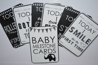 

Galaxy Comfort Set Of 27 Baby Milestone Cards, Baby Shower Gift, Newborn Gift, Baby Photo Props, Baby Monthly Card, Monochrome Baby Gift, New Baby Card Game Greeting Card(Black And White, Pack of 27)