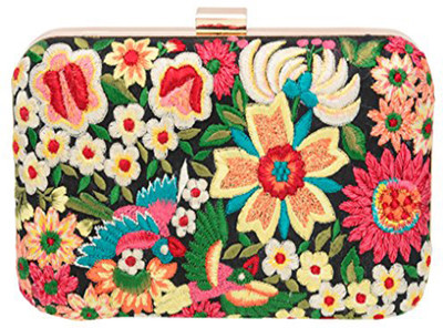 

Fabric and Lace Party Black Clutch