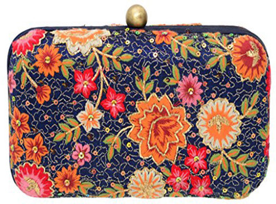 

Fabric and Lace Casual Blue Clutch