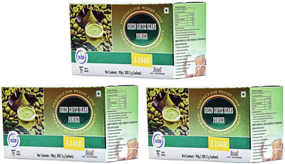 

N2B Combo Pack of 3 Natural & Unroasted Green Coffee Beans Powder Sachets Box Lime Flavour Roast & Ground Coffee(3 x 30 g, Green Coffee Flavoured)