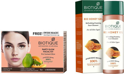 

BIOTIQUE BIO Bio Party Glow Facial Kit, Bio Honey Gel Refreshing Foaming Face Cleanser For All Skin Types(Set of 2)