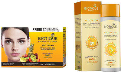 

BIOTIQUE BIO Bio Anti Tan Facial Kit, Bio Carrot 30+Spc Sunscreen Ultra Soothing Face Lotion(Set of 2)