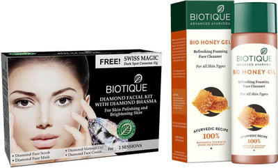 

BIOTIQUE BIO Bio Diamond Facial Kit, Bio Morning Nectar Flawless Skin Lotion For All Skin Types(Set of 2)