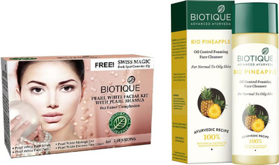 

BIOTIQUE BIO Bio Pearl White Facial Kit, Pineapple Oil Control Face Cleanser For Normal To Oil Skin(Set of 2)