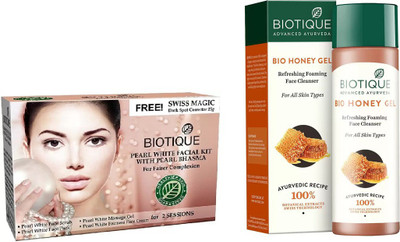 

BIOTIQUE BIO Bio Pearl White Facial Kit, Bio Honey Gel Refreshing Foaming Face Cleanser For All Skin Types(Set of 2)